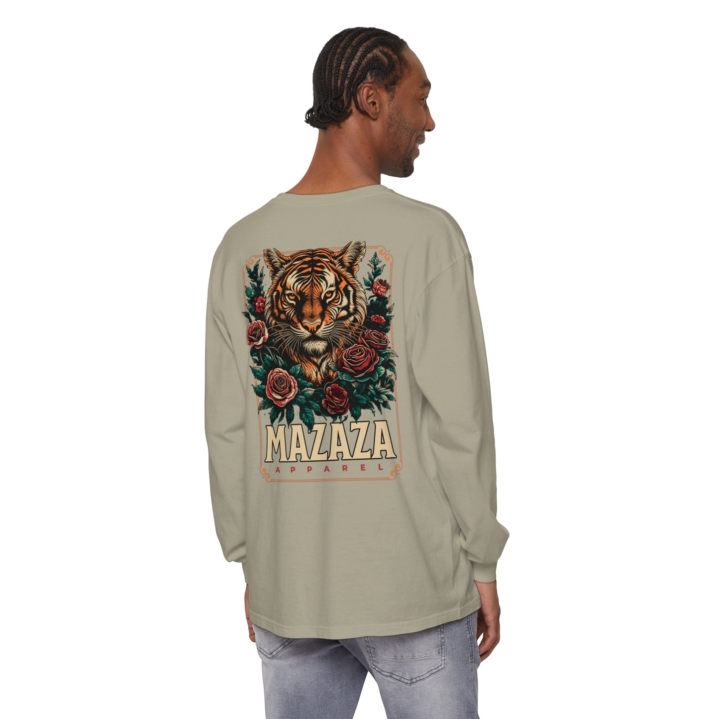 Mazaza tiger Unisex Garment-dyed Long Sleeve T-Shirt